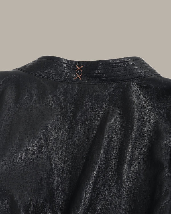 High Slit Leather Maxi Dress