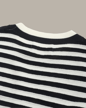 Heart Embroidered Stripe Knit Top