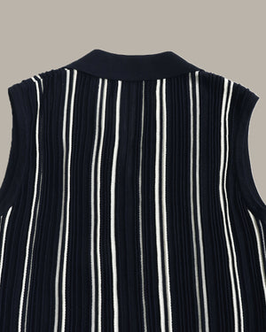 [E] Striped Sleeveless Knit Top