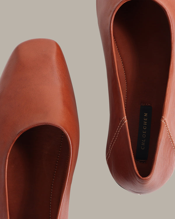 Cecilia Square-Toe Leather Flats