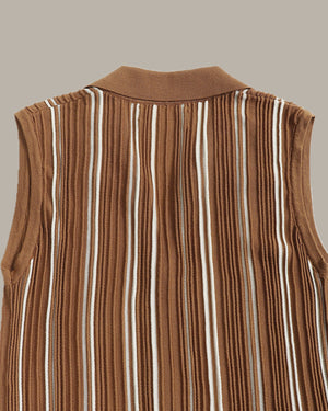 [E] Striped Sleeveless Knit Top