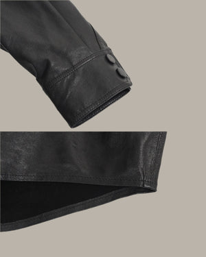 Contrast Stitch Detail Leather Blouse