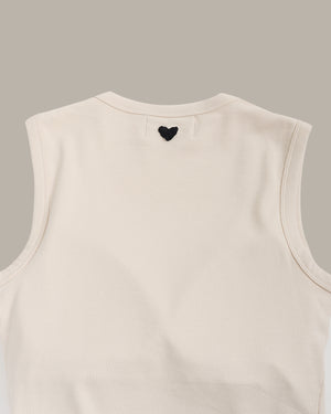 Heart Embroidery Ribbed Knit Tank Top