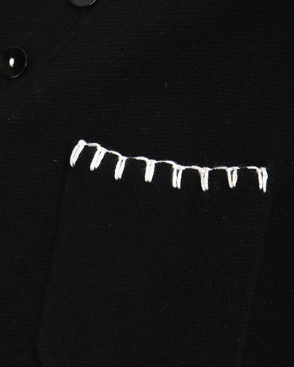 Asymmetric Buttoned V-Neck Knit Top