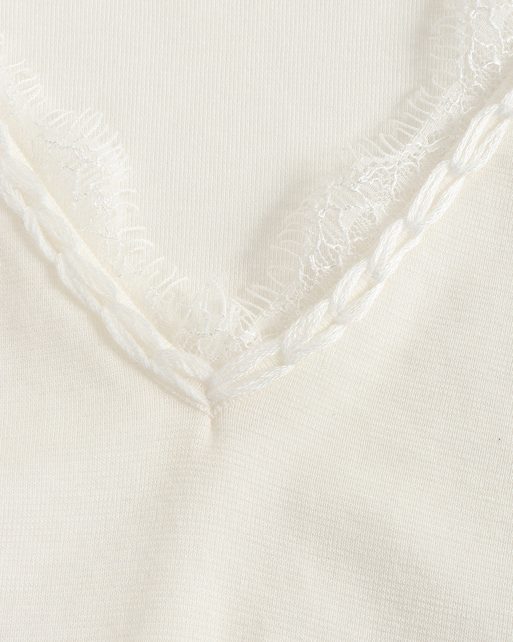 Lace Trim V-Neck T-shirt