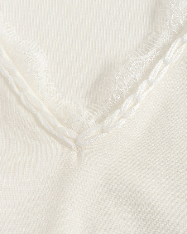 Lace Trim V-Neck T-shirt
