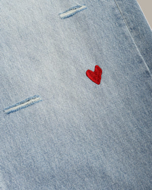 Heart Embroidered Denim Jeans