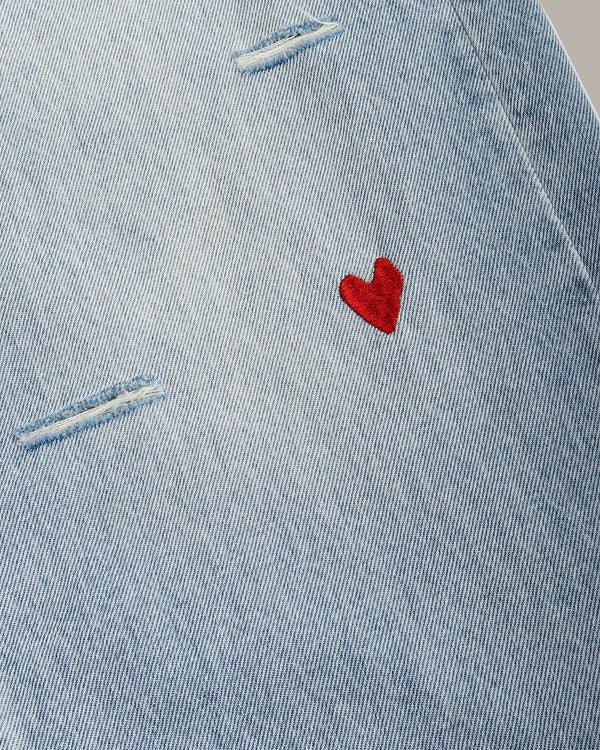 Heart Embroidered Denim Jeans