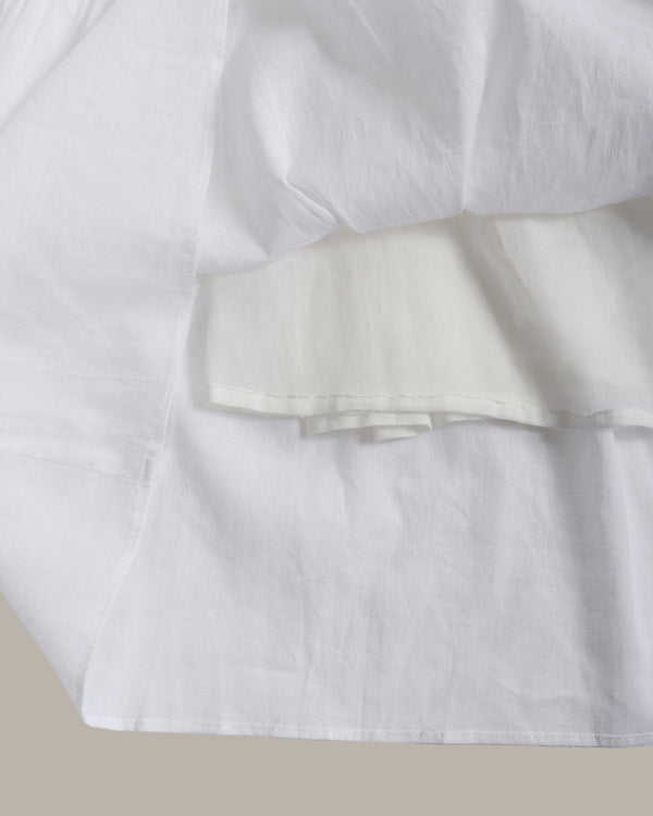 Close-up of a white dress is lined 