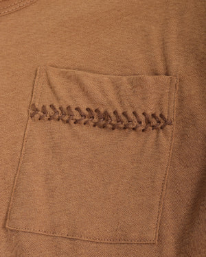 Close-up of a brown pocket on a brown garment