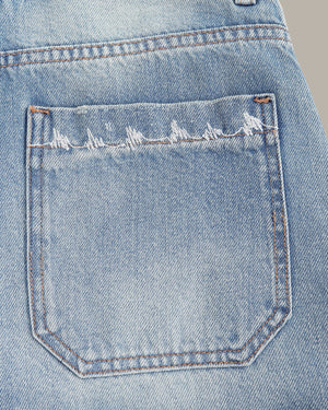 Embroidered Back Pockets Barrel Jeans
