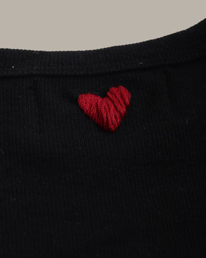 Heart Embroidery Ribbed Knit Tank Top