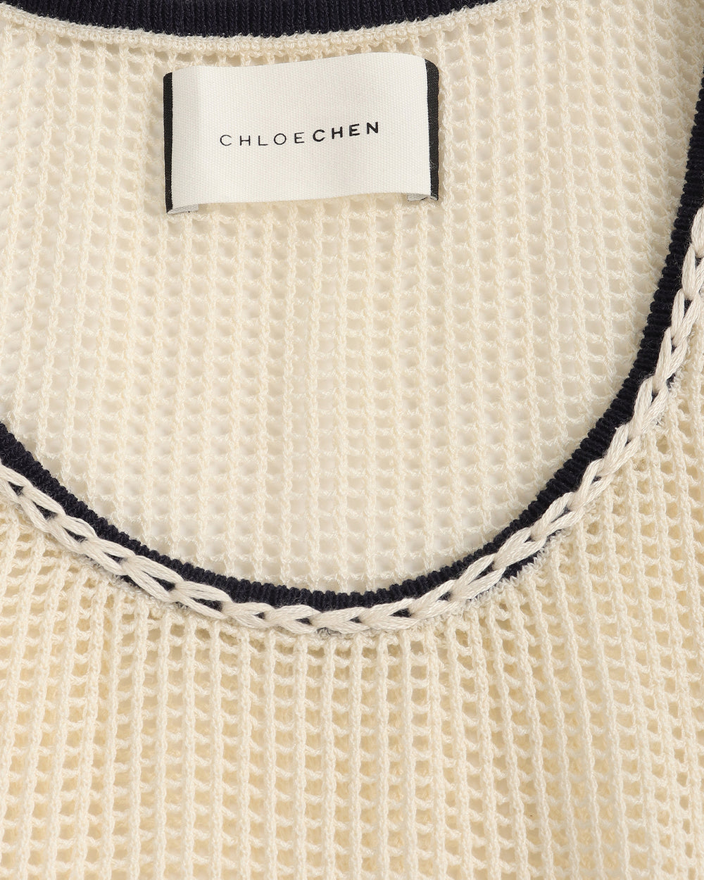 Contrast Trim Mesh Knit Tank Top