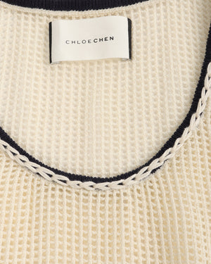 Contrast Trim Mesh Knit Tank Top