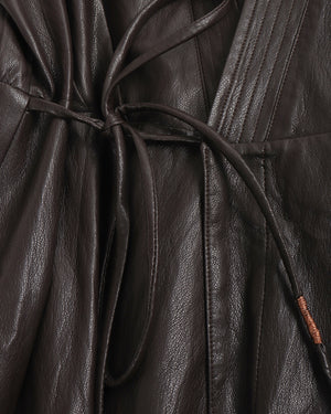 High Slit Leather Maxi Dress