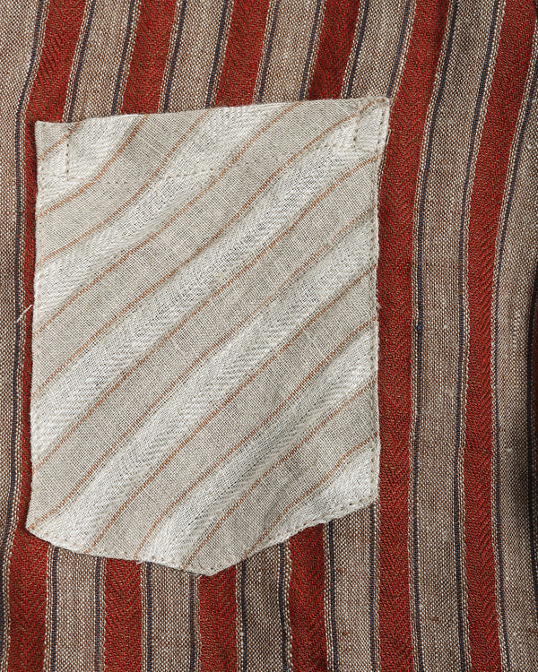 close up of the contract pocket on a striped shirt