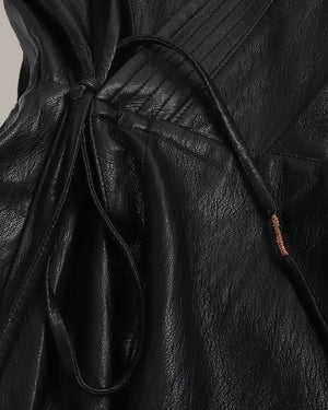 High Slit Leather Maxi Dress