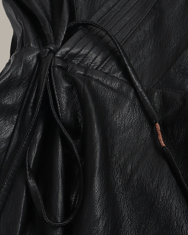 High Slit Leather Maxi Dress