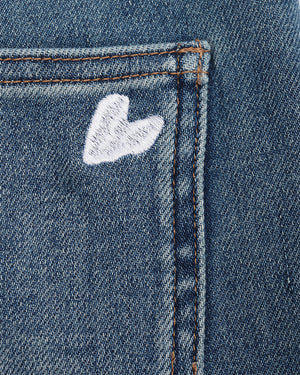 Heart Embroidered Flared Jeans