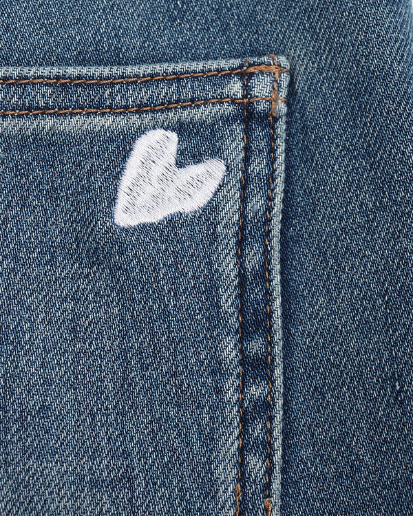 Heart Embroidered Flared Jeans