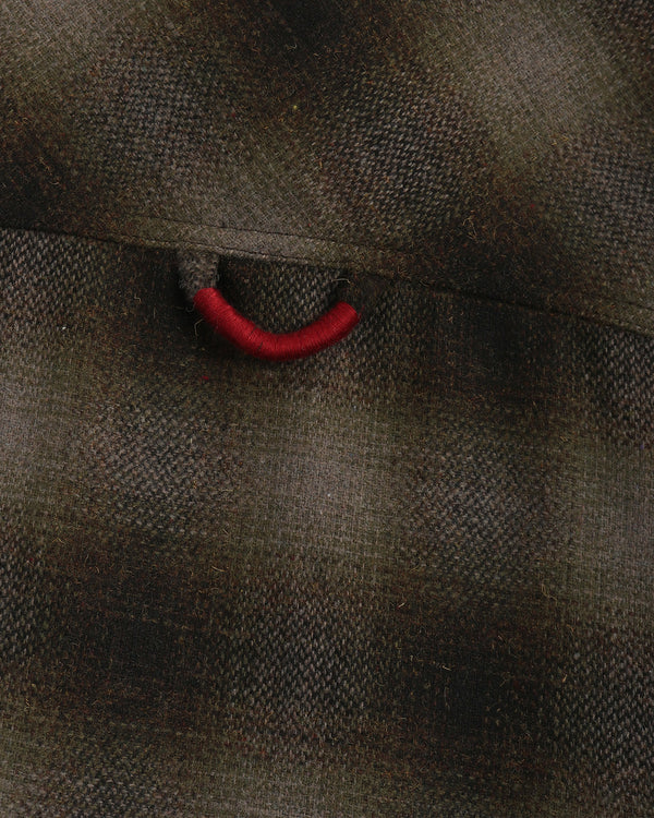 Contrast Collar Plaid Shirt Jacket