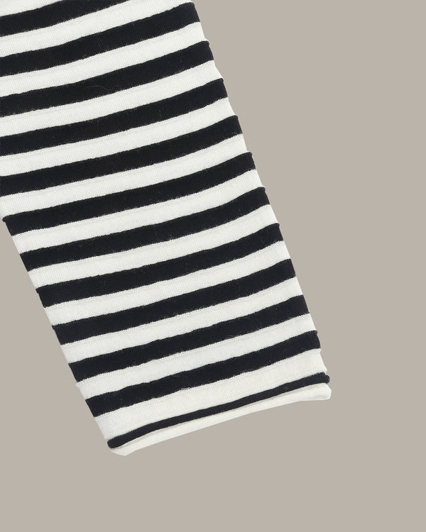 Heart Embroidered Stripe Knit Top