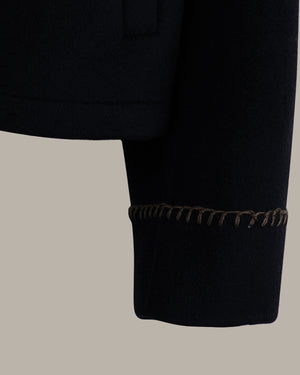 Contrast Collar Wool-Cashmere Blend Coat