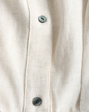 [E] Cropped Button-Up Logo Shirt