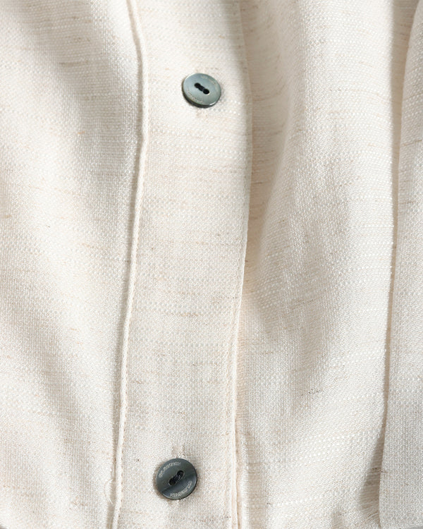 [E] Cropped Button-Up Logo Shirt