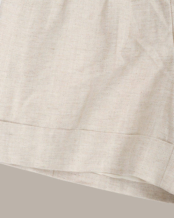 Braided-Hem Linen Shorts