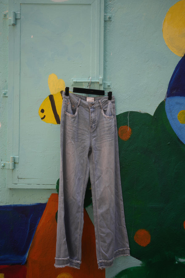 Fringe Hem Denim Jeans
