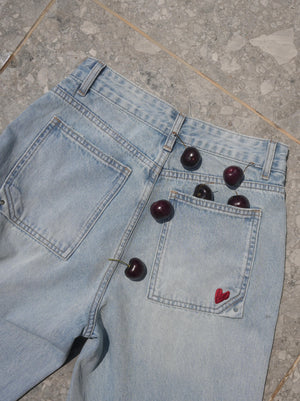 Heart Embroidered Denim Jeans